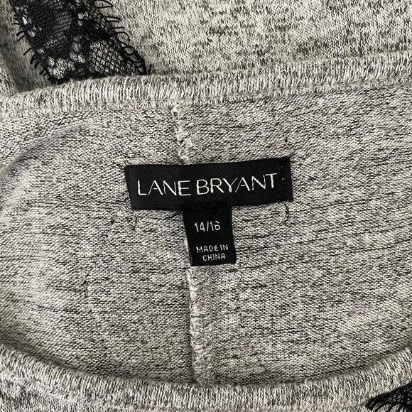 Lane Bryant‎ Women Sweater 14/16 Black Lace Trim Fairygoth Y2K Retro Boho Chic - Picture 2 of 13